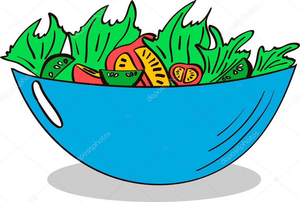 Vegetable salad doodle vector illustration