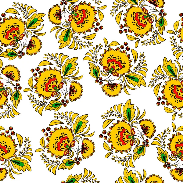 Rusça geleneksel dekorasyon hohloması ile vektör karalama rengi kusursuz illüstrasyon.