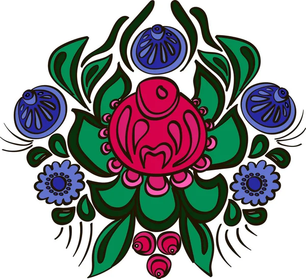 Rus geleneksel Gordets resimleriyle renkli vektör çizimi.