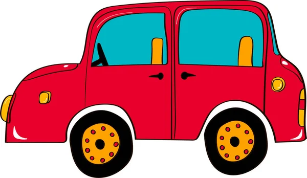 Beyaz arka planda el çizimi kırmızı araba