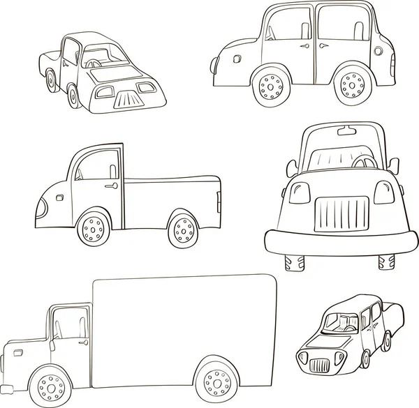 Karalama tarzında el yapımı arabalar. Vektör illüstrasyonu.