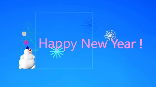 Cartão Ano Novo Com Boneco Neve — Vídeo de Stock