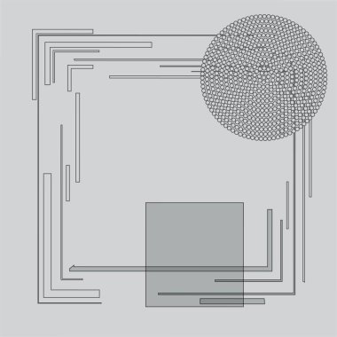 Kare şeklinde desen ve gri arkaplanda daire