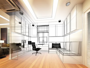 oturma odası, 3dwire kare render tasarım kroki