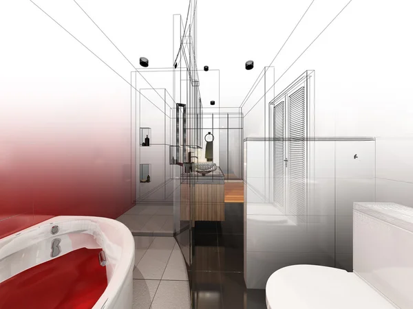 Diseño abstracto de boceto de baño interior — Foto de Stock