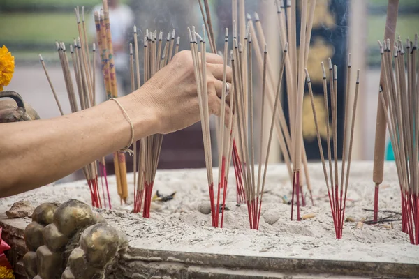 Joss sticks in to pot — Stock Photo, Image