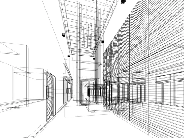 Sketch design of interior hall — Stock Photo, Image