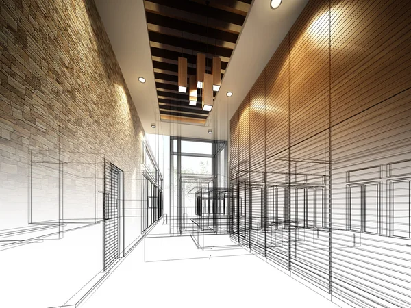 Sketch design of interior hall — Stock Photo, Image