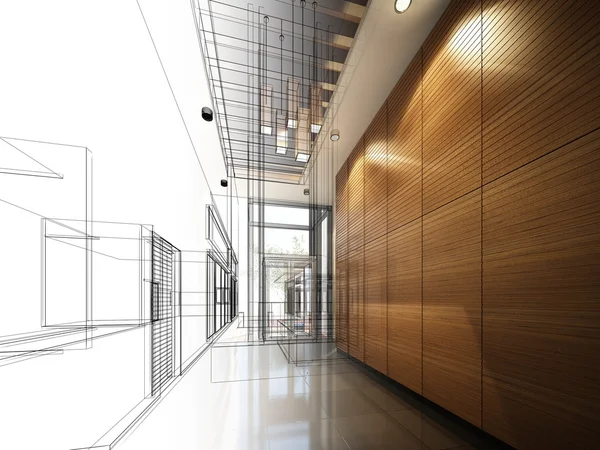 Sketch design of interior hall — Stock Photo, Image