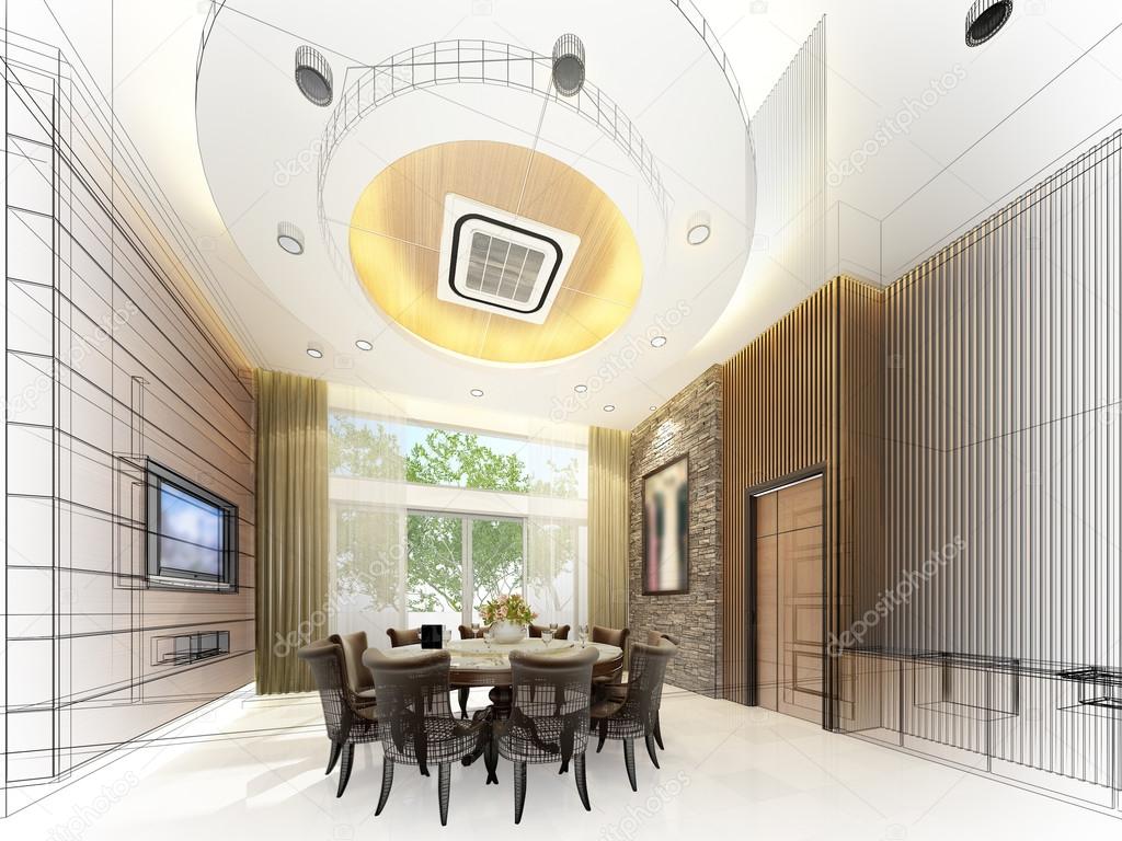 Abbozzo astratto design degli interni intrattenimenti, 3d — foto ... Design degli interni