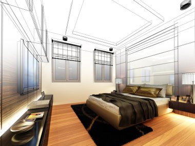 soyut kroki tasarımı iç yatak odası