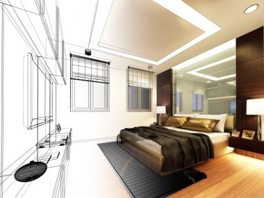 soyut kroki tasarımı iç yatak odası