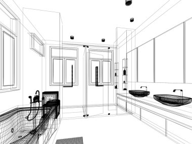 soyut kroki tasarımı iç yatak odası