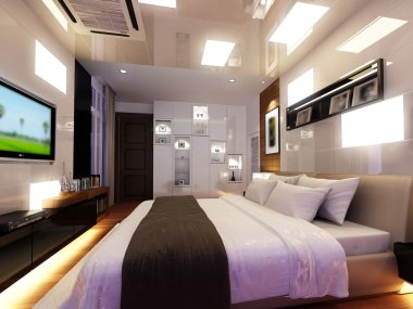 3D render iç yatak odası