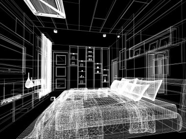 soyut kroki tasarımı iç yatak odası