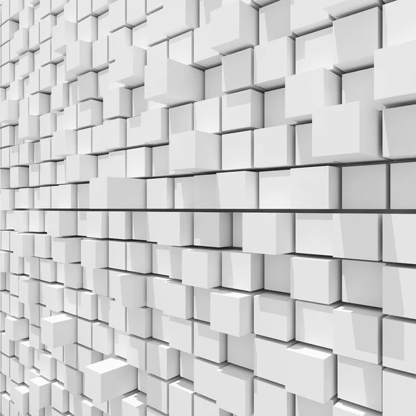 3d rendering of white cubic random level background. — Stock Photo, Image