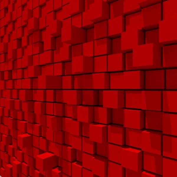 3D-rendering van rode kubieke willekeurige niveau achtergrond. — Stockfoto
