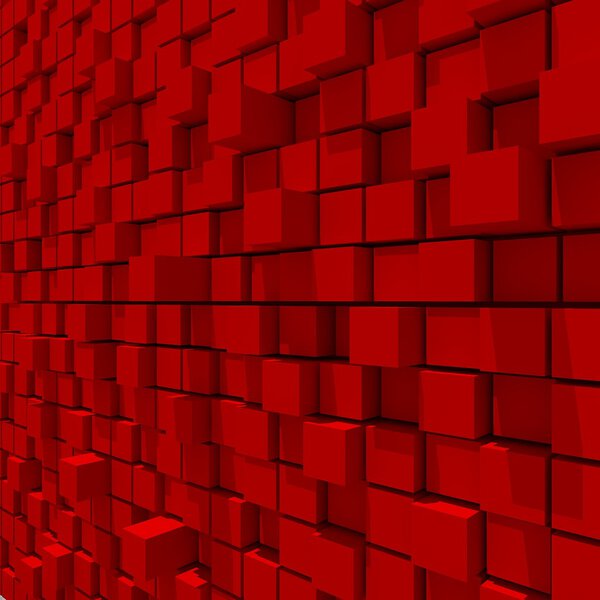 3d rendering of red cubic random level background.