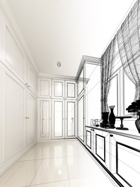 soyut kroki tasarımı iç gömme dolap 