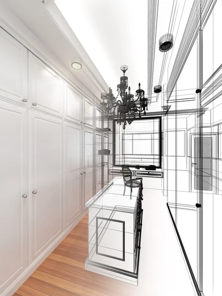 Abstract sketch design of interior walk-in closet — Stock Photo, Image