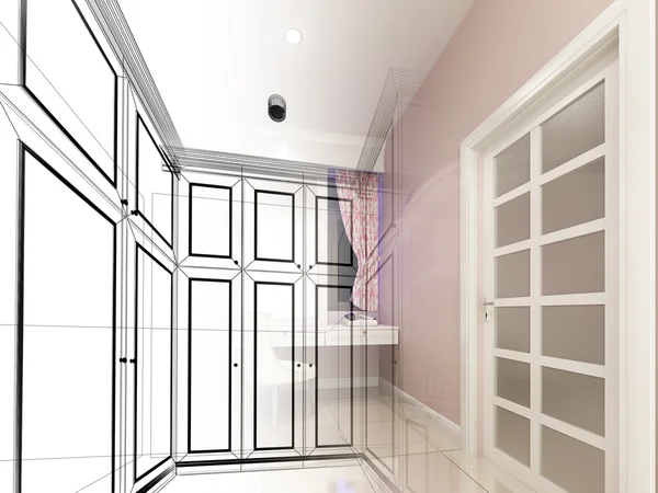 Diseño abstracto de boceto de vestidor interior — Foto de Stock