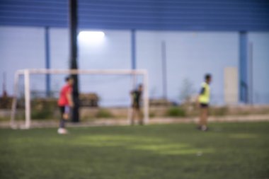 Bir futbol sahası, kullanım için arka plan bulanık görüntü.