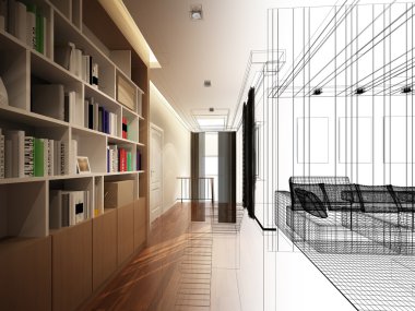 oturma odası, 3dwire kare render tasarım kroki