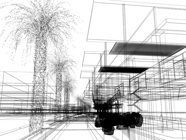 Sketch design of urban ,3dwire frame render — Stock Photo, Image