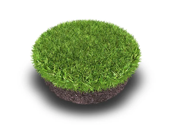 Tvärsnitt av marken med gräs isolerad på vit, 3d-rendering — Stockfoto