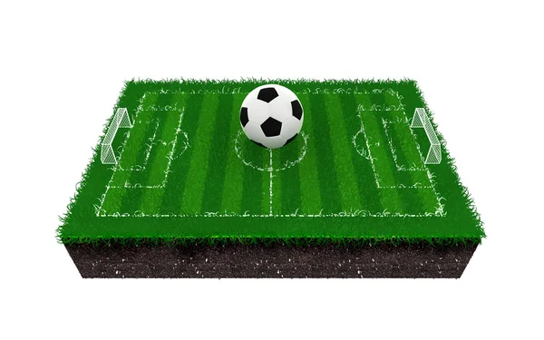 Campo di calcio o campo di calcio, rendering 3d — Foto Stock