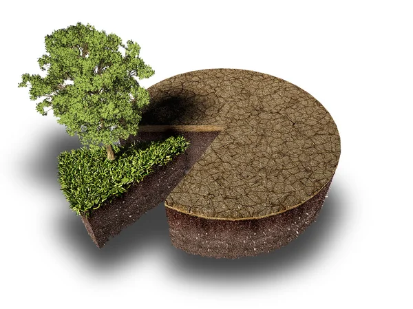 Cross section of ground with grass , 3d rendering of eco concept — Stockfoto