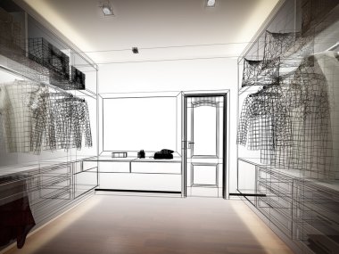 soyut kroki tasarımı iç gömme dolap