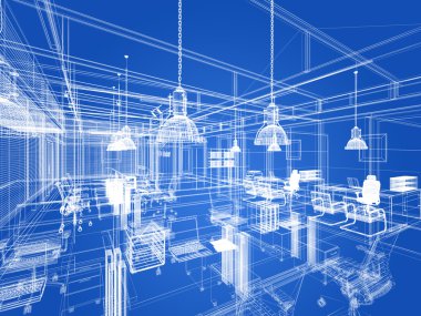 iç ofis, tel çerçeve tasarım kroki 