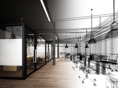 iç ofis, tel çerçeve tasarım kroki 