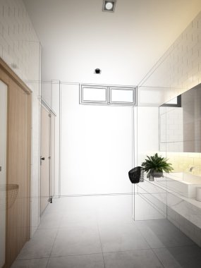 Soyut kroki tasarım iç banyo 