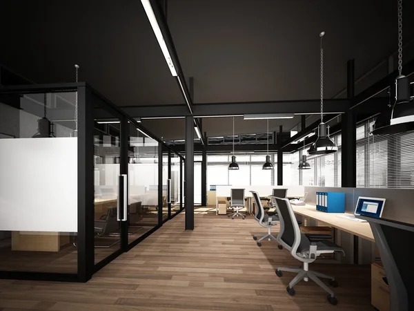 3d rendering of interior office, wire frame — Stock Photo, Image