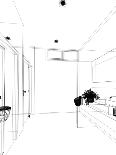 内部のバスルームの抽象的なスケッチ デザイン — ストック写真