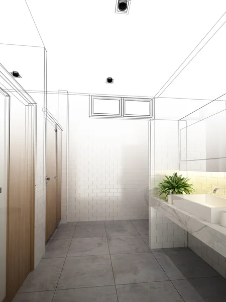 Streszczenie szkic projektu wnętrz łazienki — Zdjęcie stockowe