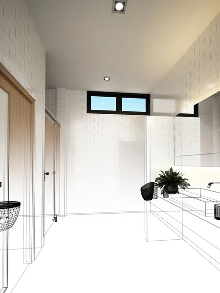 Abstracte schets ontwerp van interieur badkamer — Stockfoto