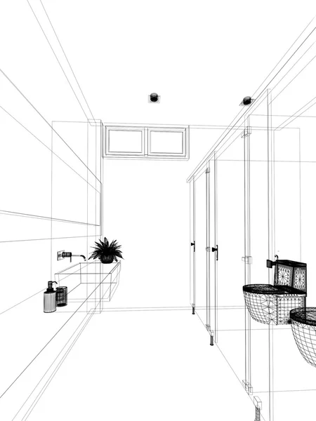 Абстрактний ескіз дизайну інтер'єру ванної кімнати — стокове фото