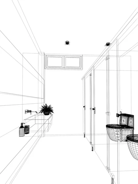 인테리어 욕실의 추상적인 스케치 디자인 — 스톡 사진
