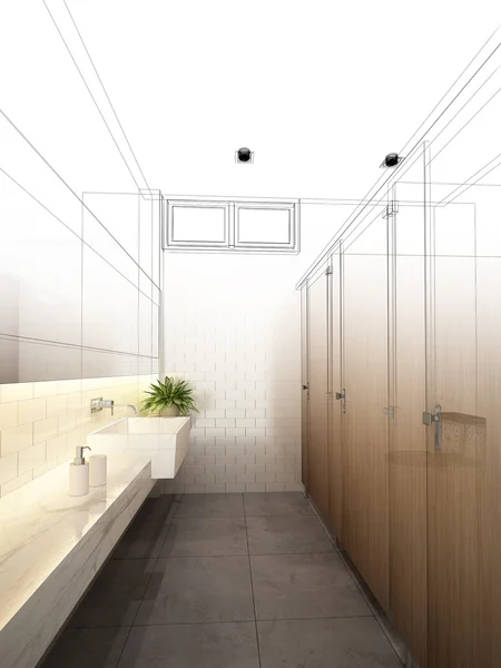 Diseño abstracto de boceto de baño interior — Foto de Stock