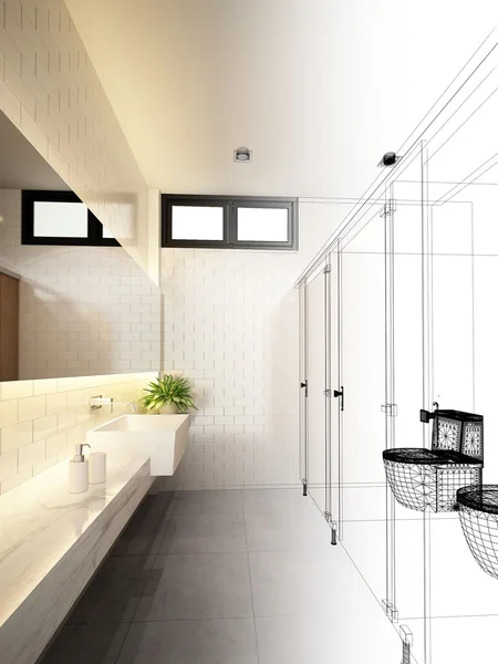 Diseño abstracto de boceto de baño interior — Foto de Stock