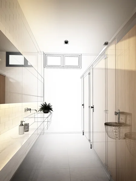 Diseño abstracto de boceto de baño interior — Foto de Stock