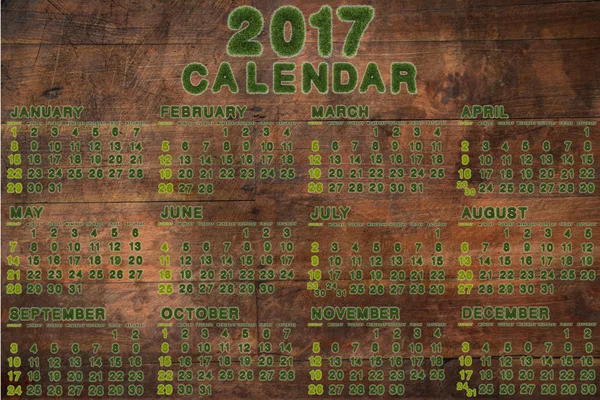 A fa háttér, 3d rendering 2017 naptár — Stock Fotó