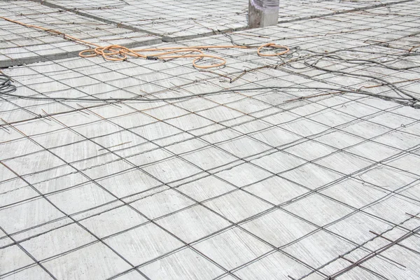 Wire mesh  steel on floor at construction site — Stock Photo, Image