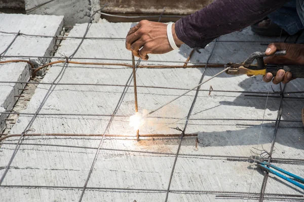 Worker at welding work. — Stock Photo, Image