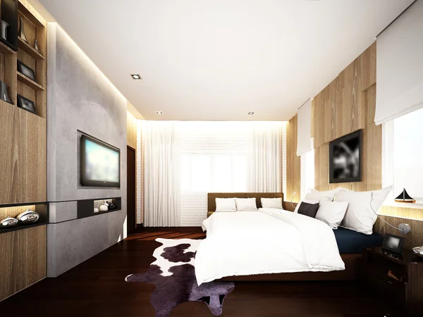 3D render iç yatak odası — Stok fotoğraf
