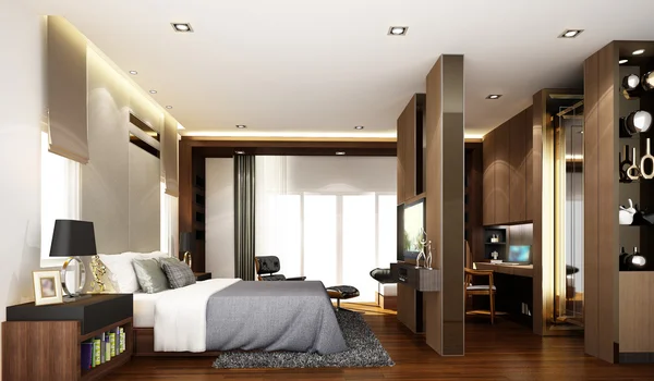 Rendering 3d kamar tidur interior — Stok Foto