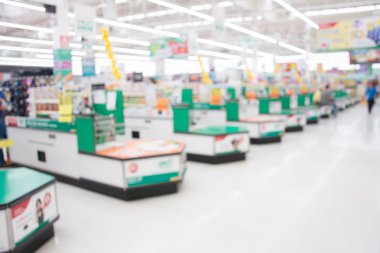 süpermarket mağaza, Kasiyer sayacı müşteri ile görüntü bulanıklığı